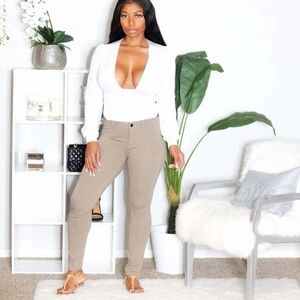 Mid-Rise Slim Fit Khaki Women’s Pants